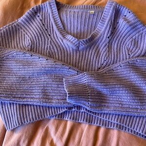 Purple cropped sweater with holes